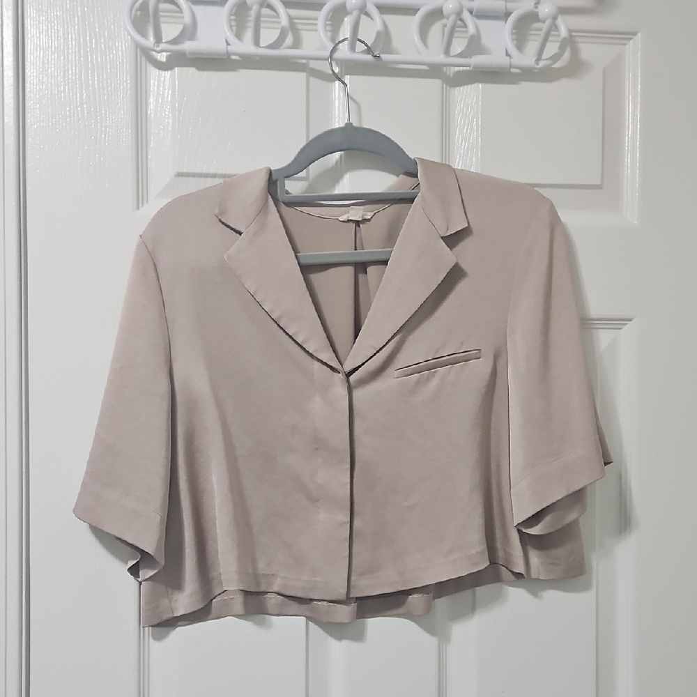 Beige Tan Cropped Sleep Shirt